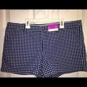 Blue and white polka dot shorts
